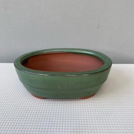 Green bonsai pot (oval)